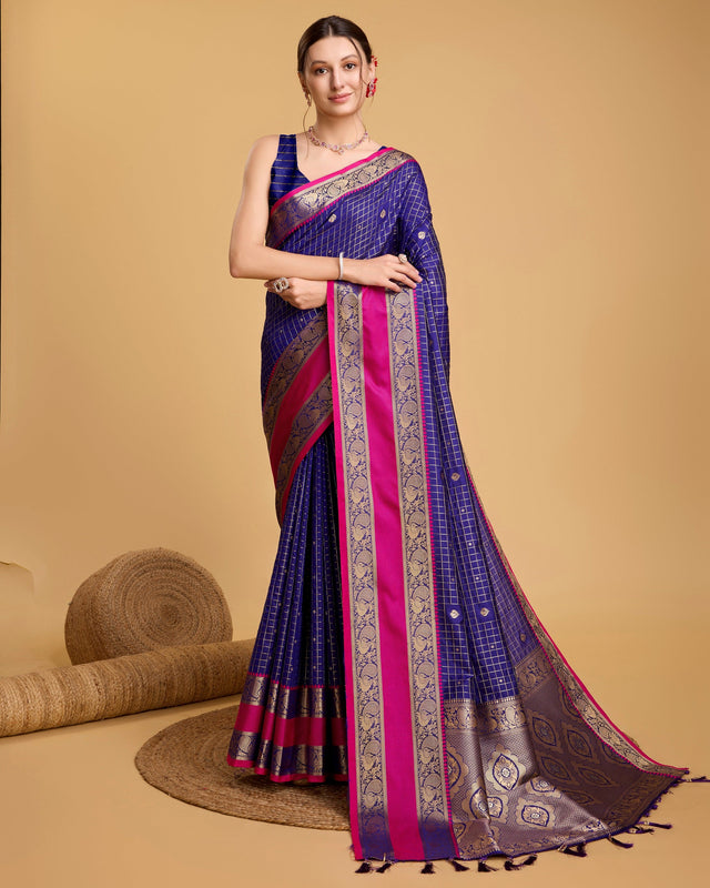 Blue Silk Woven Saree