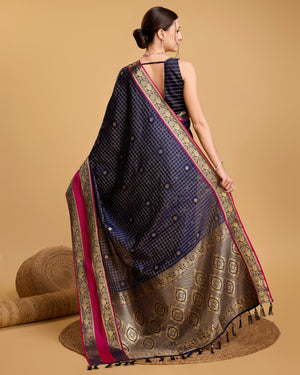 Blue Silk Woven Saree