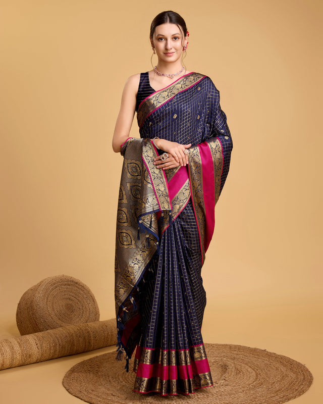 Blue Silk Woven Saree