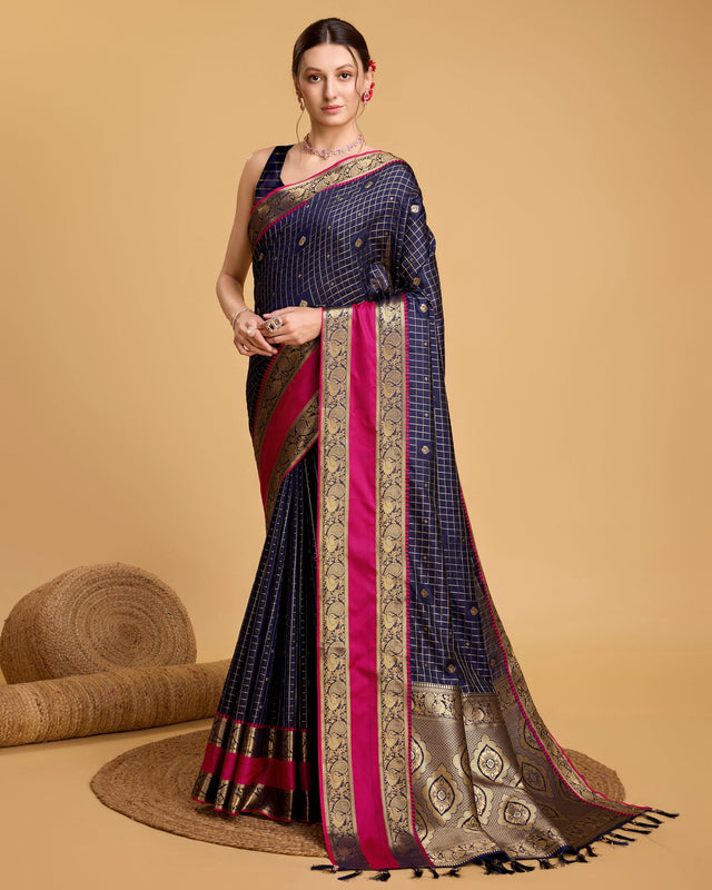Blue Silk Woven Saree