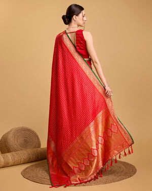 Orange Silk Woven Saree