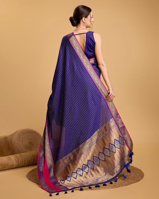 Blue Silk Woven Saree