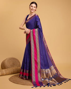 Blue Silk Woven Saree