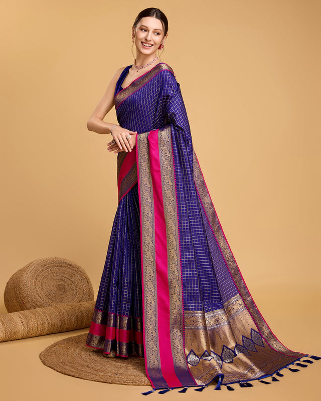 Blue Silk Woven Saree