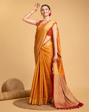 Yellow Silk Woven Saree