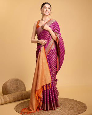 Purple Silk Woven Saree