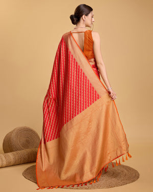 Orange Silk Woven Saree