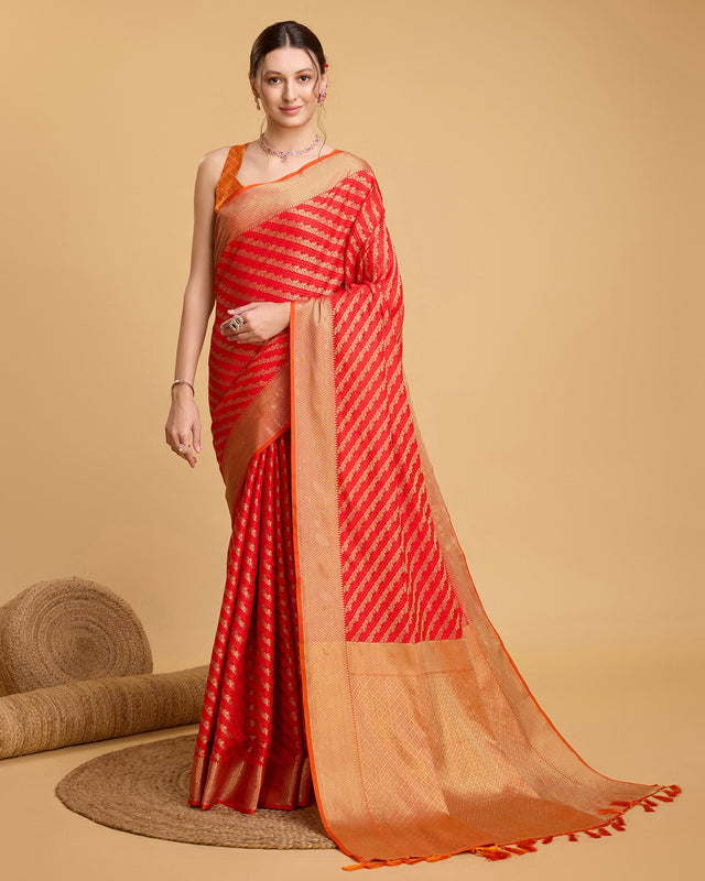 Orange Silk Woven Saree