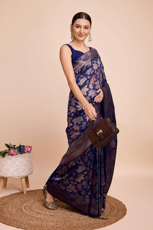 Blue Pure Silk Zari  Saree (N2ZSATIPANJARI02)