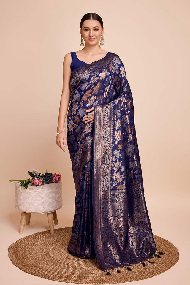 Blue Pure Silk Zari  Saree (N2ZSATIPANJARI02)