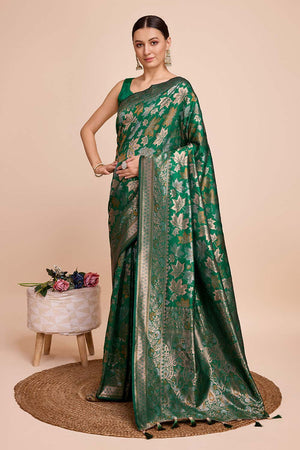 Green Pure Silk Zari  Saree (N2ZSATIPANJARI05)