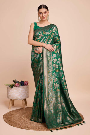 Green Pure Silk Zari  Saree (N2ZSATIPANJARI05)