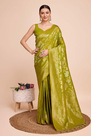 Green Pure Silk Zari  Saree (N2ZSATIPANJARI06)