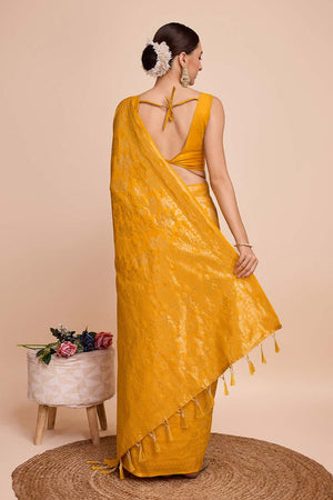 Yellow Pure Silk Zari  Saree (N2ZSATIPANJARI07)