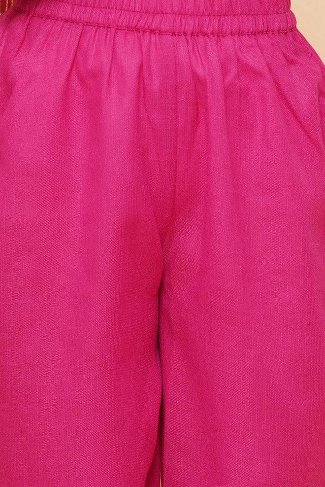 Girl's White Embroidered Cotton Kurta Set