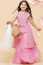 Girl's Pink Sequence With Embroidered Georgette Kurta Set