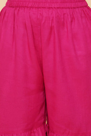 Girl's White Floral Printed Cotton Kurta Set