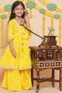 Girl's Yellow Bandhani Printed Cotton Kurta Set