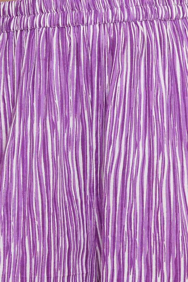 Girl's Violet Printed Cotton Kurta Set