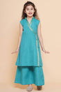 Girl's Blue Solid Cotton Kurta Set