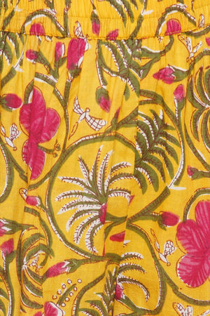 Girl's Yellow Floral Printed Cotton Kurta Set