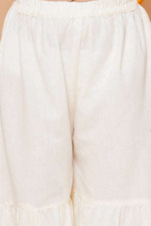 Girl's Yellow Floral Printed Cotton Kurta Set