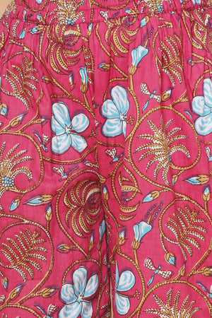 Girl's Peach Floral Printed Cotton Kurta Set