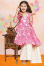 Girl's Pink Floral Printed Cotton Kurta Set