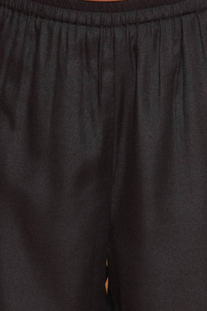 Girl's Black Ethnic Motifs Printed Cotton Kurta Set