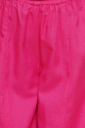 Girl's Blue Floral Printed Cotton Kurta Set