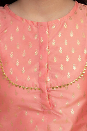 Girl's Peach Solid Silk Lehenga