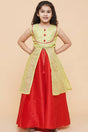 Girl's Red Solid Silk Lehenga