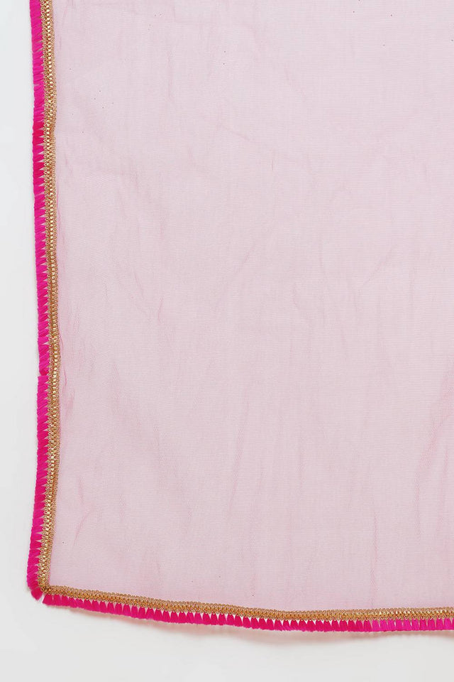 Girl's Navy Blue Foil Printed Silk Lehenga