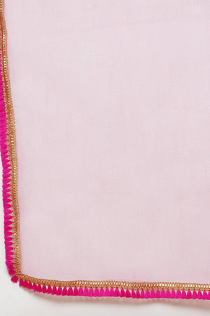 Girl's Pink Foil Printed Silk Lehenga