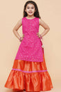 Girl's Orange Solid Silk Lehenga