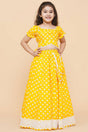 Girl's Yellow Printed Cotton Lehenga