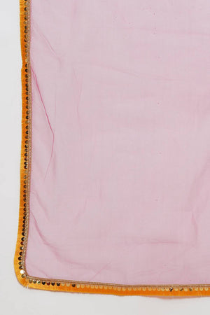 Girl's Pink Foil Printed Cotton Lehenga