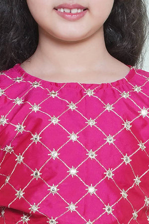 Girl's White Floral Printed Silk Lehenga (N2ZTLHC150)