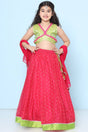 Girl's Pink Woven Silk Lehenga