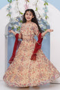 Girl's Beige Floral Printed Georgette Lehenga