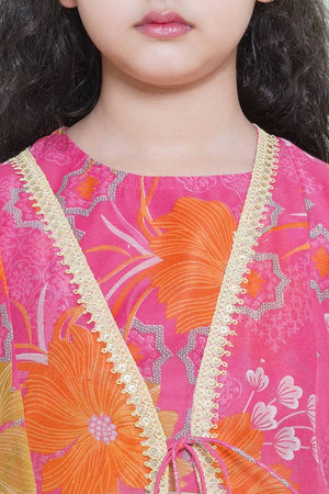 Girl's Green Solid Silk Lehenga