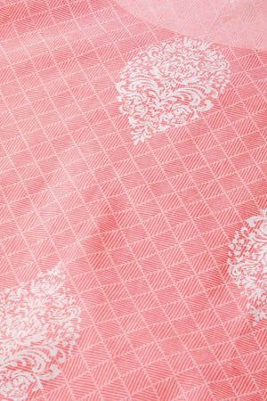 Pink Cotton Printed Straight Kurti