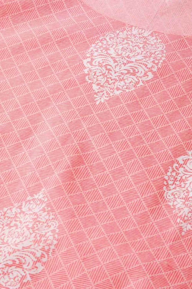 Pink Cotton Printed Straight Kurti