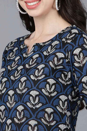 Blue Rayon Round Neck Kurti