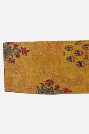 Yellow Cotton Floral Straight Kurti