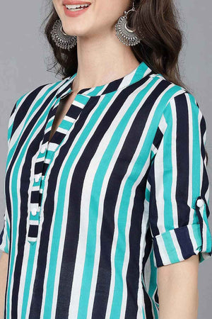 Multi-Color Cotton Mandarin Collar Kurti