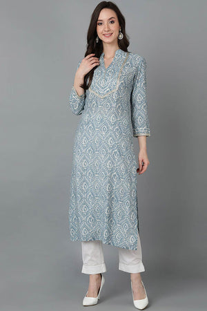 Grey Silk Blend Mandarin Collar Kurti