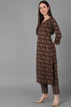 Red Cotton V Neck Kurti