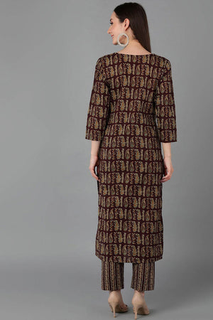 Red Cotton V Neck Kurti