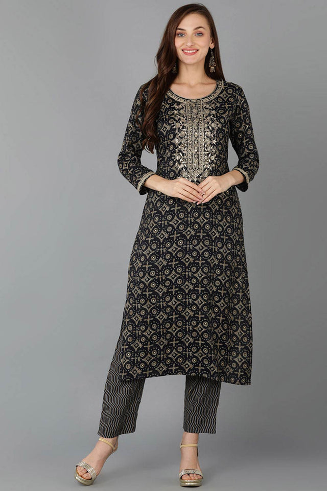 Green Cotton Round Neck Kurti